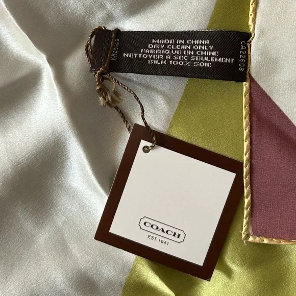 COACH Legacy Stripe Silk Scarf - Picture 5 of 6